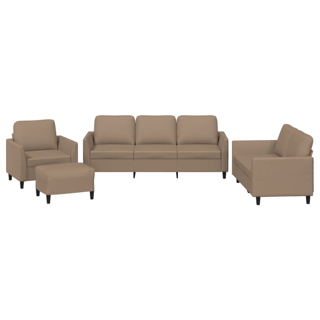 Set di Divani 4 pz con Cuscini Cappuccino in Similpelle
