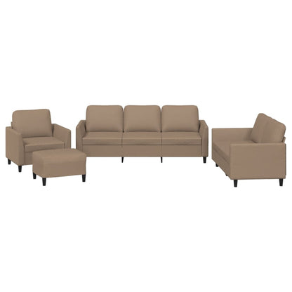 Set di Divani 4 pz con Cuscini Cappuccino in Similpelle