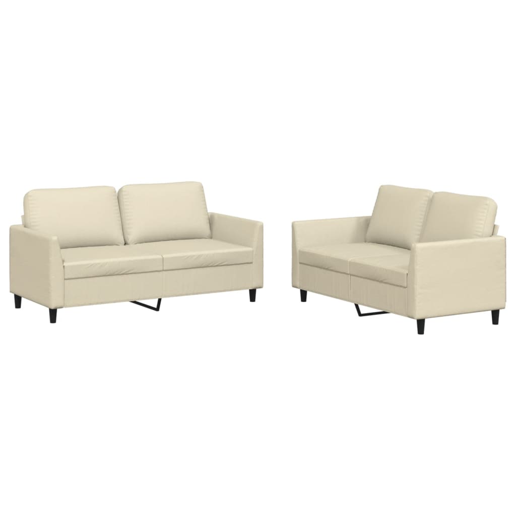 Set di Divani 2 pz con Cuscini Crema in Similpelle