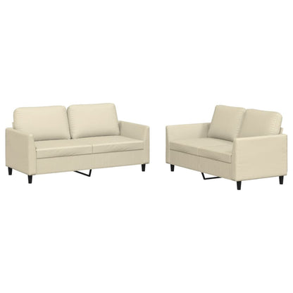 Set di Divani 2 pz con Cuscini Crema in Similpelle