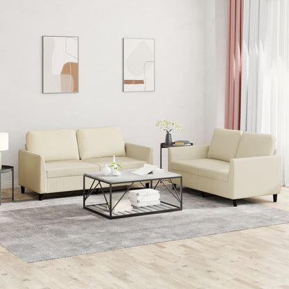 Set di Divani 2 pz con Cuscini Crema in Similpelle