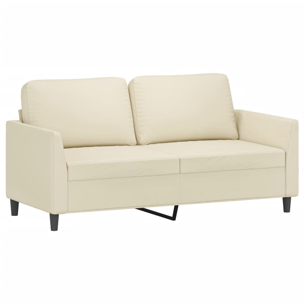 Set di Divani 3 pz con Cuscini Crema in Similpelle