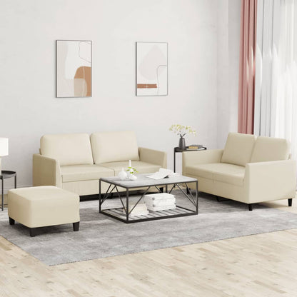 Set di Divani 3 pz con Cuscini Crema in Similpelle