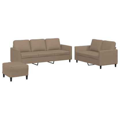 Set di Divani 3 pz con Cuscini Cappuccino in Similpelle
