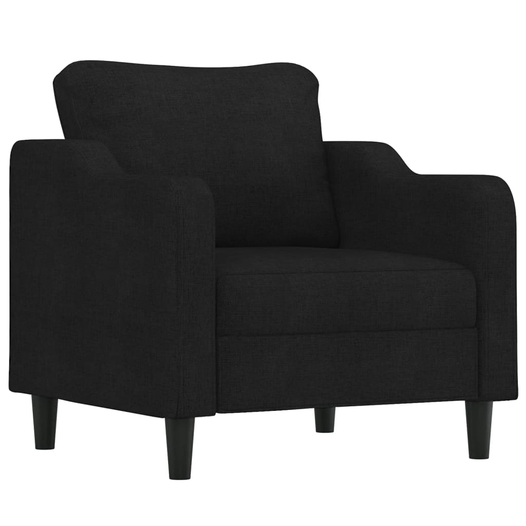 Set di Divani 3 pz con Cuscini Nero in Tessuto