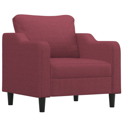 Set di Divani 3 pz con Cuscini Rosso Vino in Tessuto