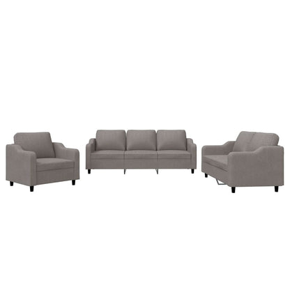Set di Divani 3 pz con Cuscini Tortora in Tessuto