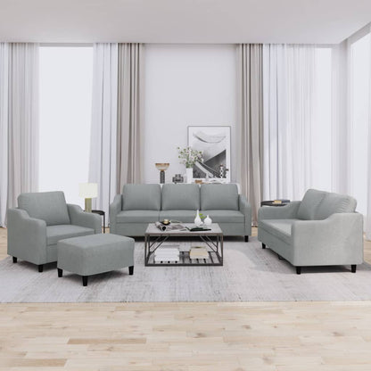 Set di Divani 4 pz con Cuscini Grigio Chiaro in Tessuto