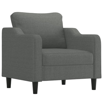 Set di Divani 4 pz con Cuscini Grigio Scuro in Tessuto