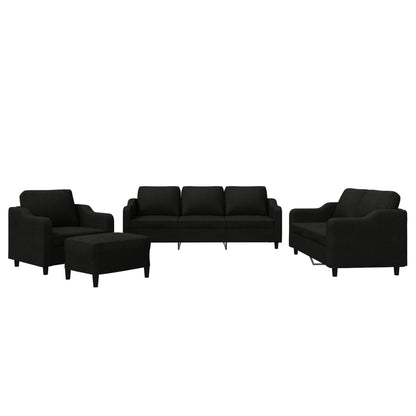 Set di Divani 4 pz con Cuscini Nero in Tessuto