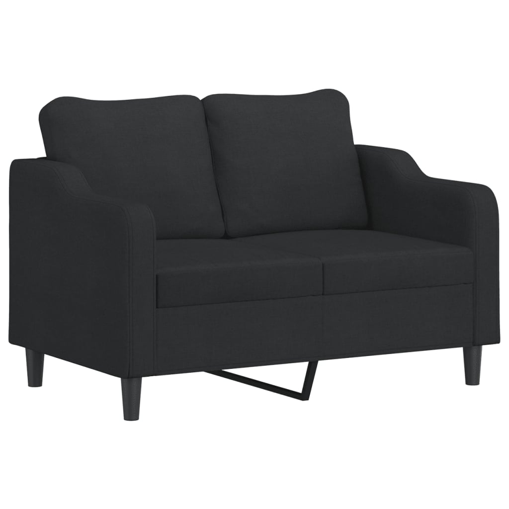 Set di Divani 4 pz con Cuscini Nero in Tessuto