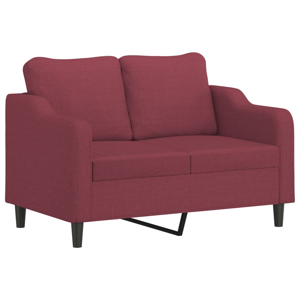 Set di Divani 4 pz con Cuscini Rosso Vino in Tessuto