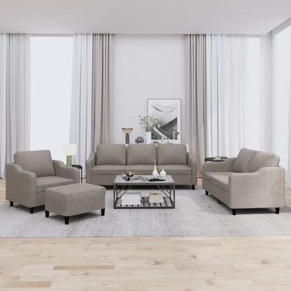 Set di Divani 4 pz con Cuscini Tortora in Tessuto
