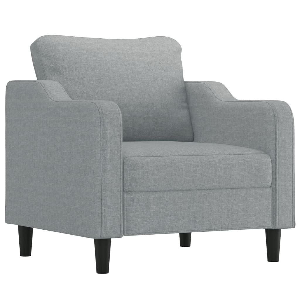 Set Divani 3 pz con Cuscini Grigio Chiaro in Tessuto