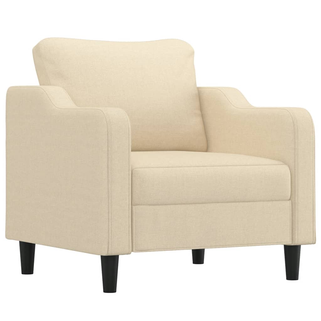 Set Divani 3 pz con Cuscini Crema in Tessuto