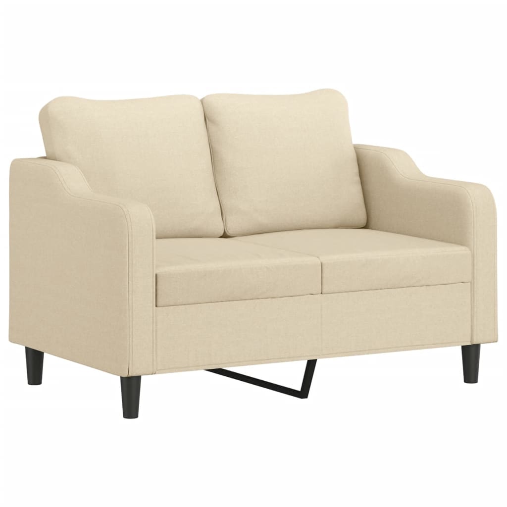 Set Divani 3 pz con Cuscini Crema in Tessuto