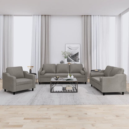 Set Divani 3 pz con Cuscini Tortora in Tessuto