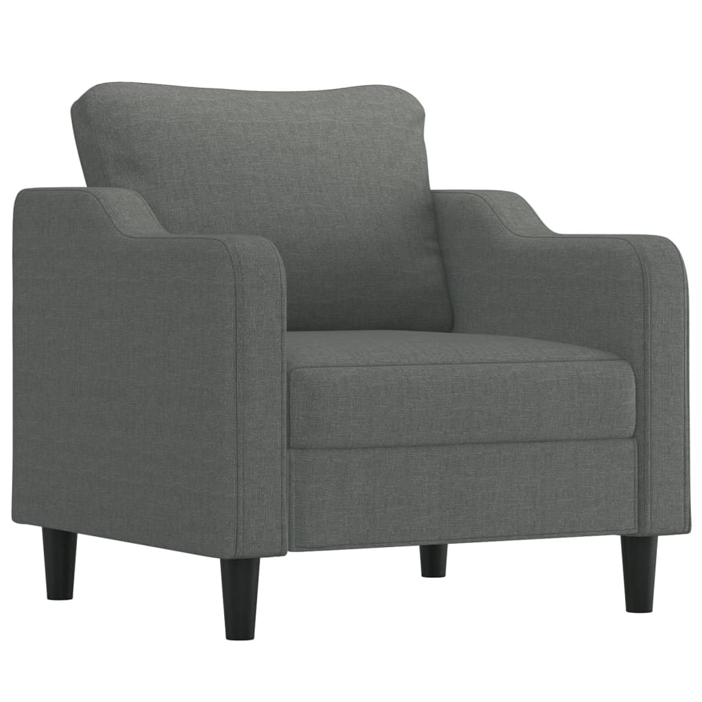 Set di Divani 4 pz con Cuscini Grigio Scuro in Tessuto