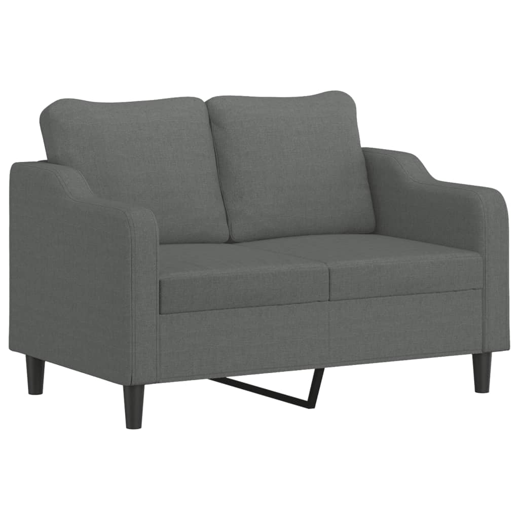 Set di Divani 4 pz con Cuscini Grigio Scuro in Tessuto