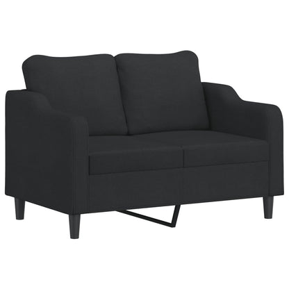 Set Divani 4 pz con Cuscini Nero in Tessuto