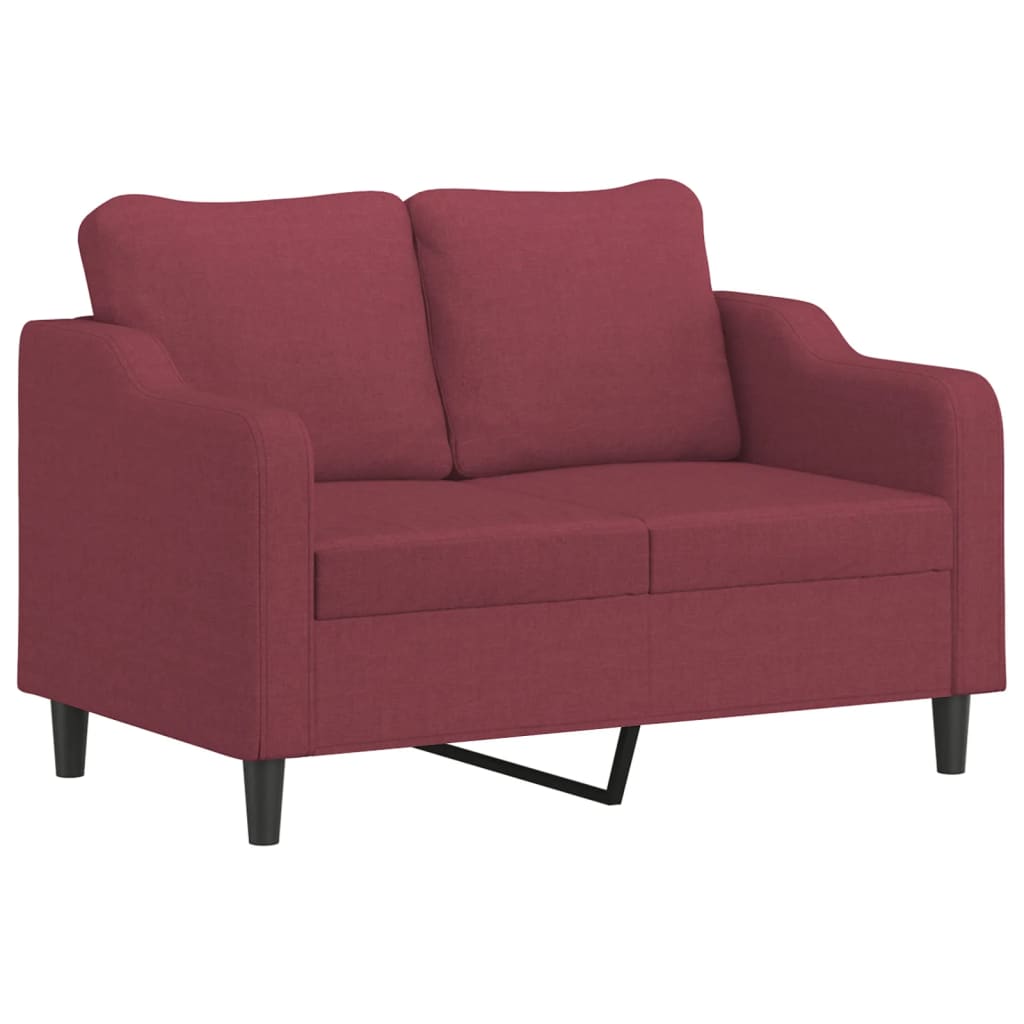 Set di Divani 4 pz con Cuscini Rosso Vino in Tessuto