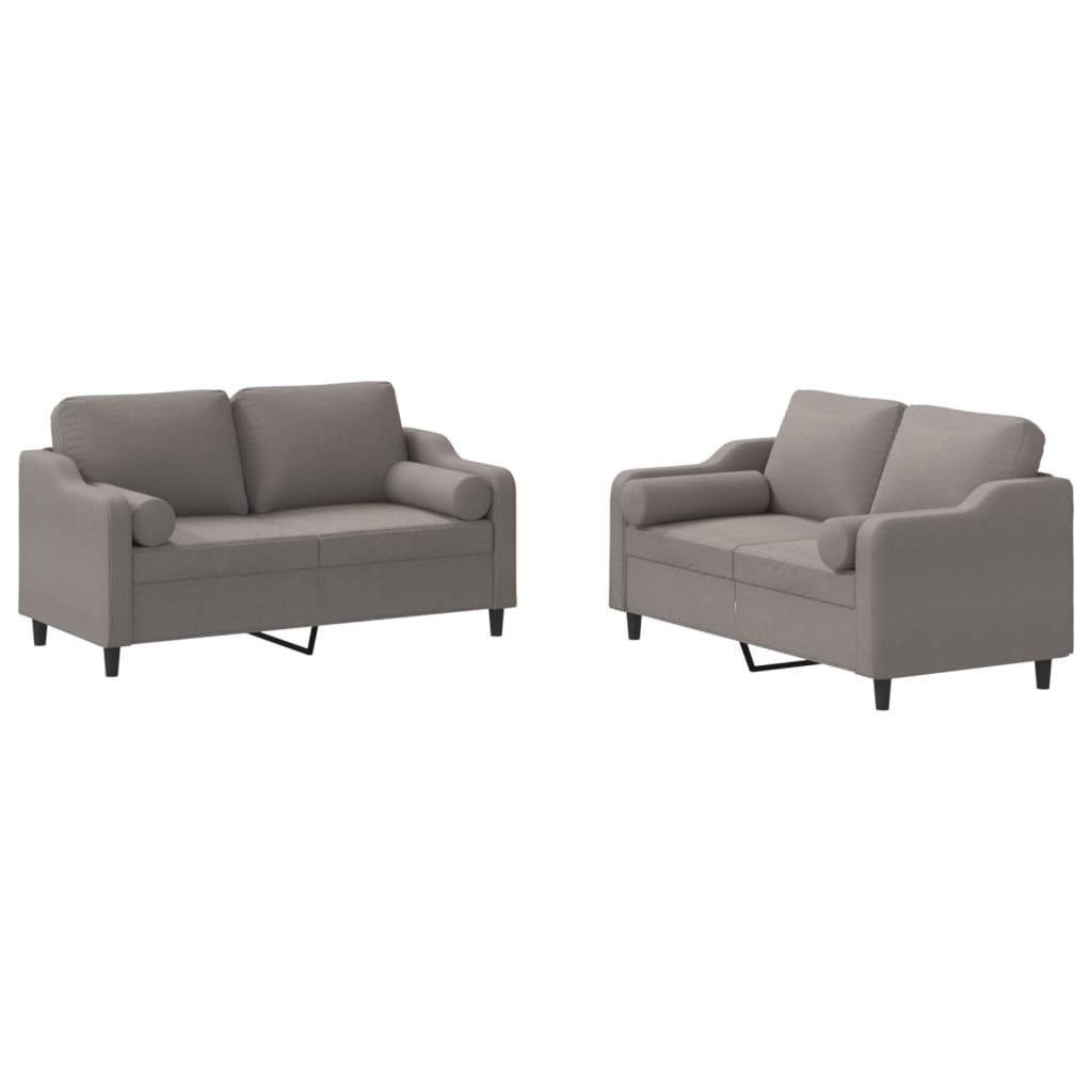 Set Divani 2 pz con Cuscini Tortora in Tessuto