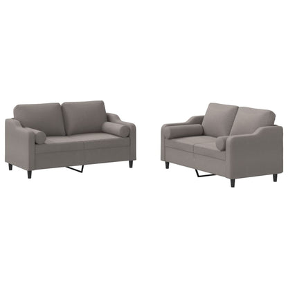 Set Divani 2 pz con Cuscini Tortora in Tessuto