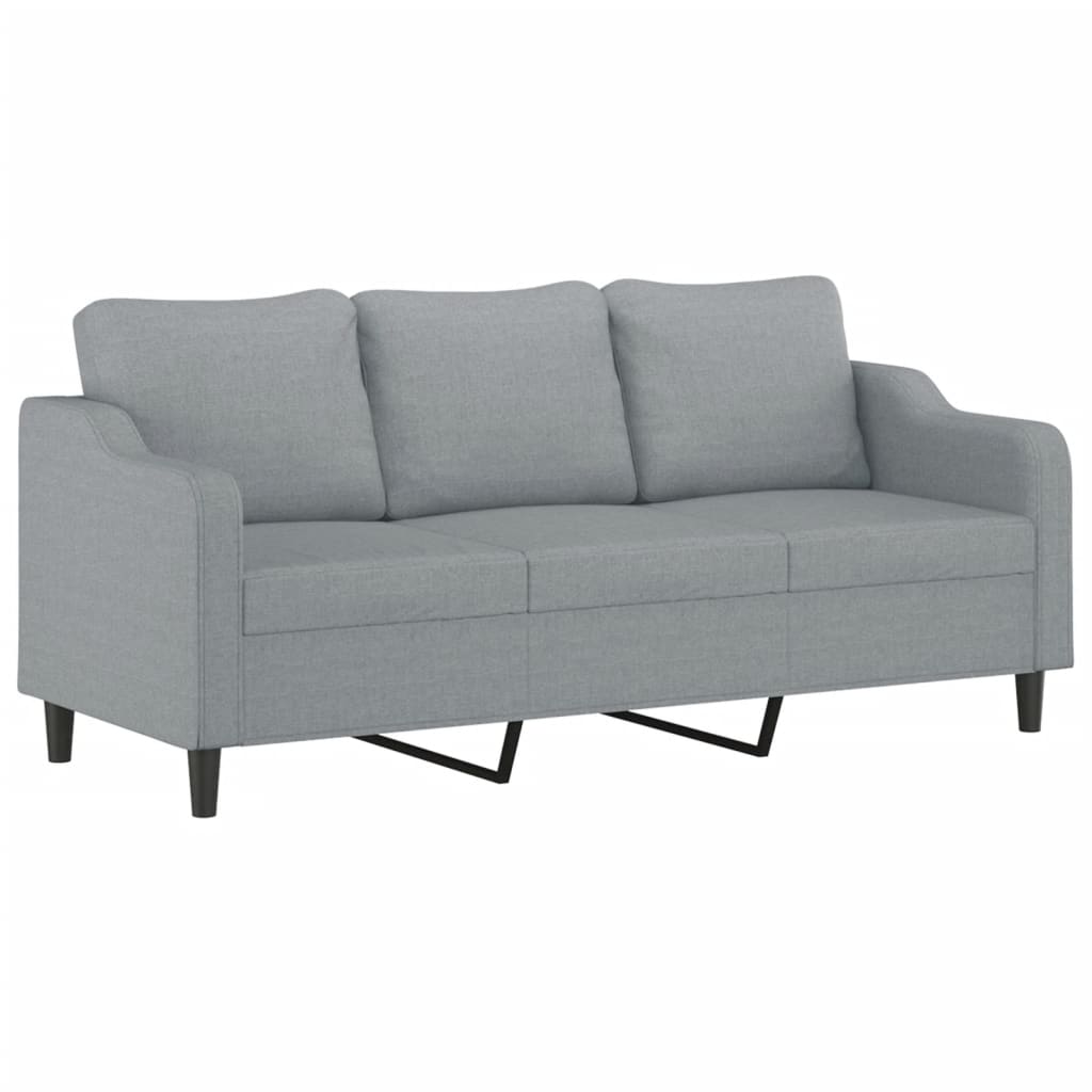 Set di Divani 2 pz con Cuscini Grigio Chiaro in Tessuto