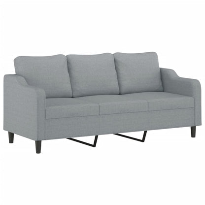 Set di Divani 2 pz con Cuscini Grigio Chiaro in Tessuto
