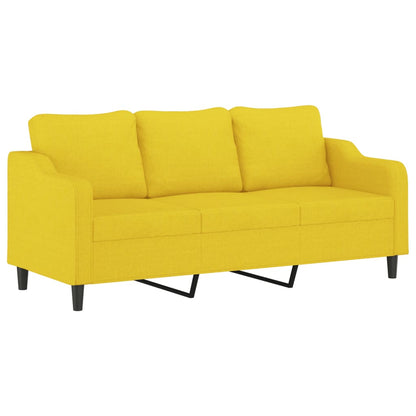 Set di Divani 2 pz con Cuscini Giallo Chiaro in Tessuto