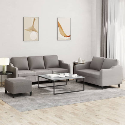Set di Divani 3 pz con Cuscini Tortora in Tessuto