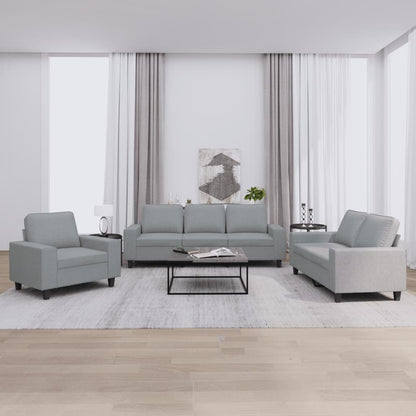 Set di Divani 3 pz Grigio Chiaro in Tessuto