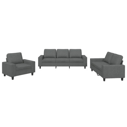 Set di Divani 3 pz Grigio Scuro in Tessuto