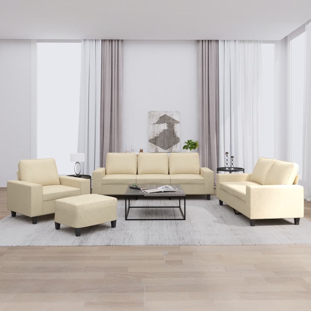 Set di Divani 4 pz Crema in Tessuto