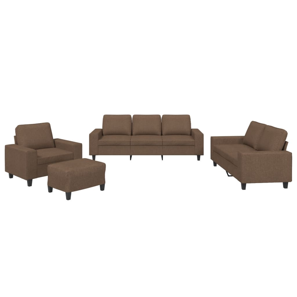 Set di Divani 4 pz Marrone in Tessuto
