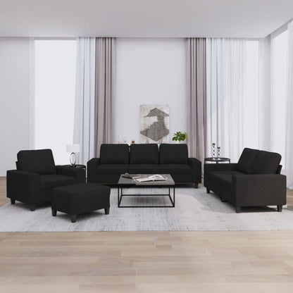 Set di Divani 4 pz Nero in Tessuto