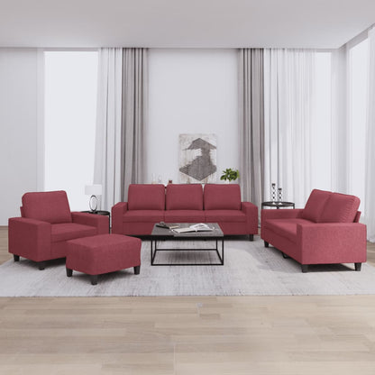 Set di Divani 4 pz Rosso Vino in Tessuto