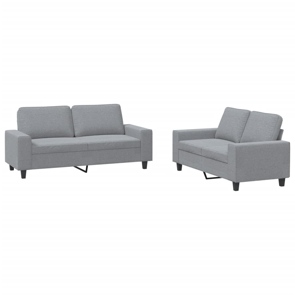 Set di Divani 2 pz Grigio Chiaro in Tessuto