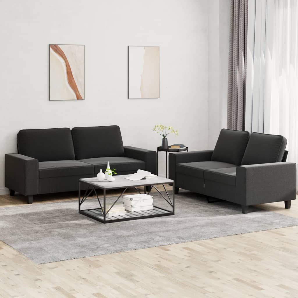 Set di Divani 2 pz Nero in Tessuto