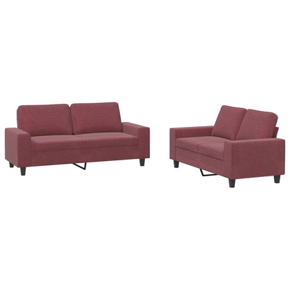 Set di Divani 2 pz Rosso Vino in Tessuto