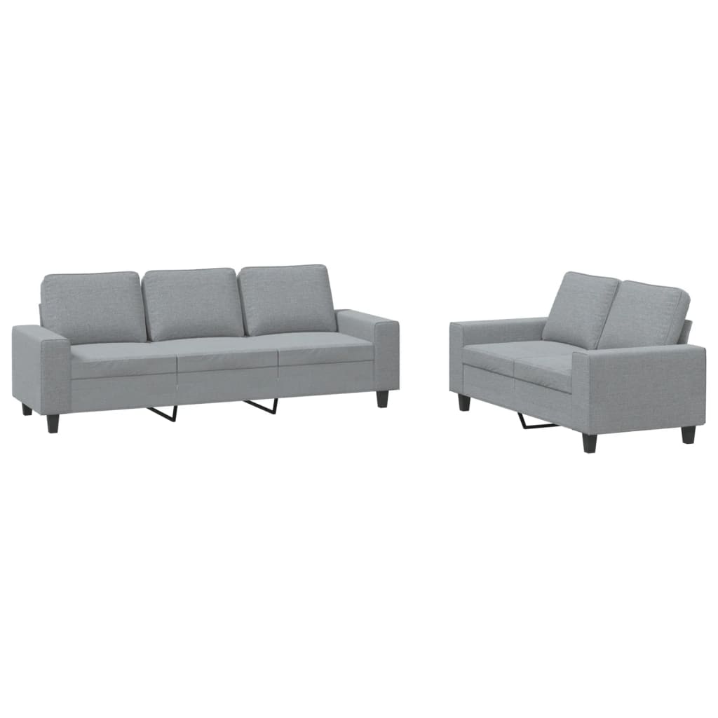 Set di Divani 2 pz Grigio Chiaro in Tessuto