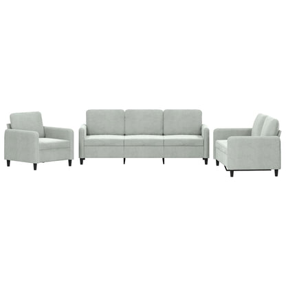 Set di Divani 3 pz Grigio Chiaro in Velluto