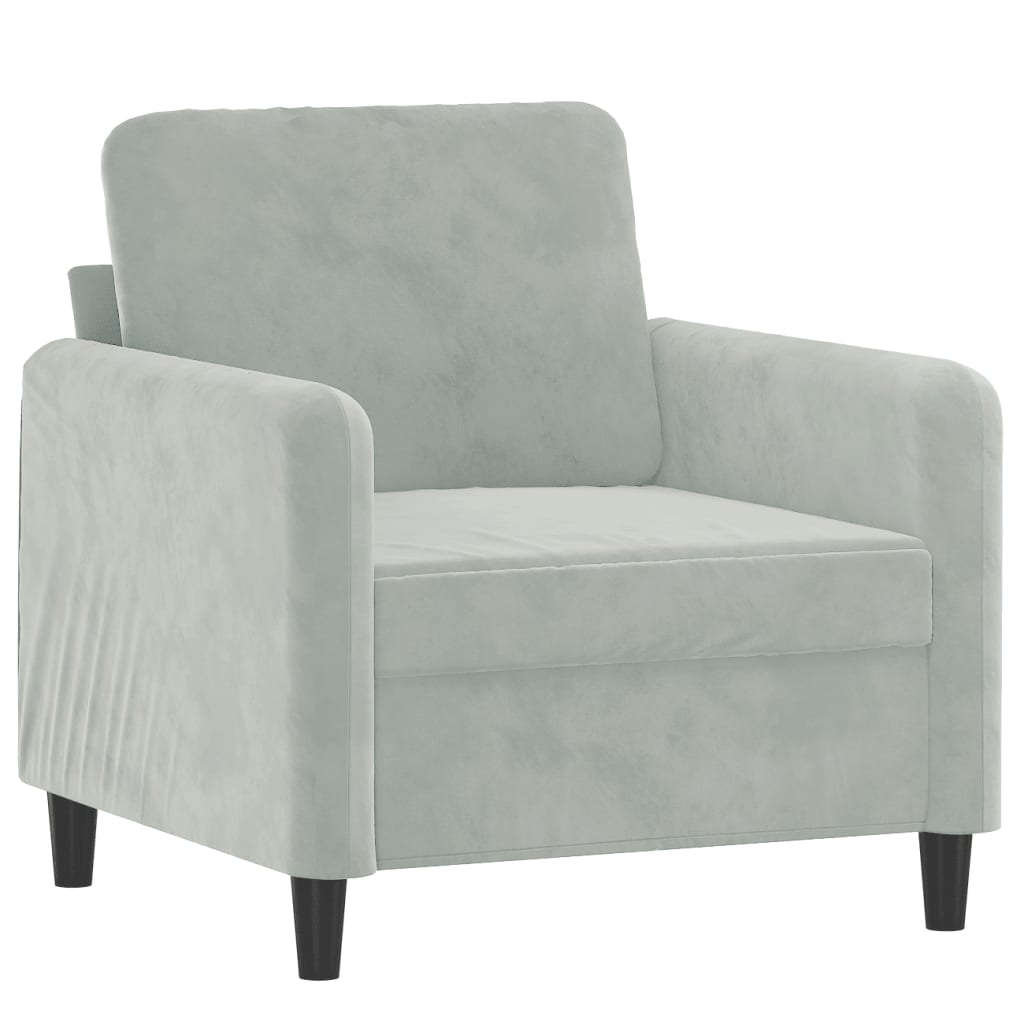Set di Divani 3 pz Grigio Chiaro in Velluto