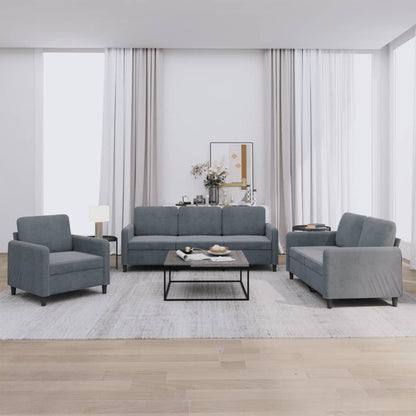 Set di Divani 3 pz Grigio Scuro in Velluto