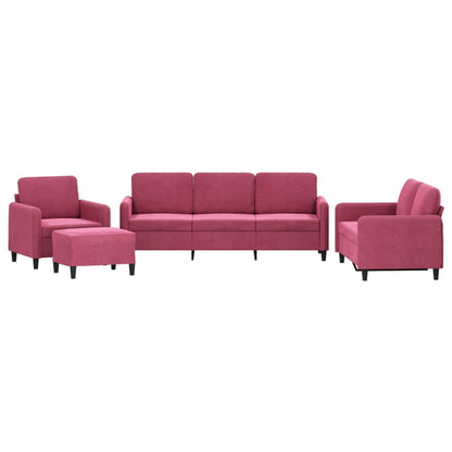 Set di Divani 4 pz Rosso Vino in Velluto