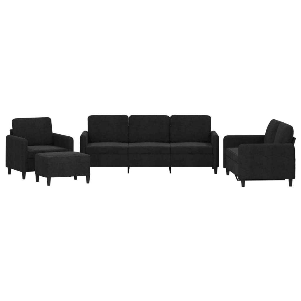 Set di Divani 4 pz Nero in Velluto