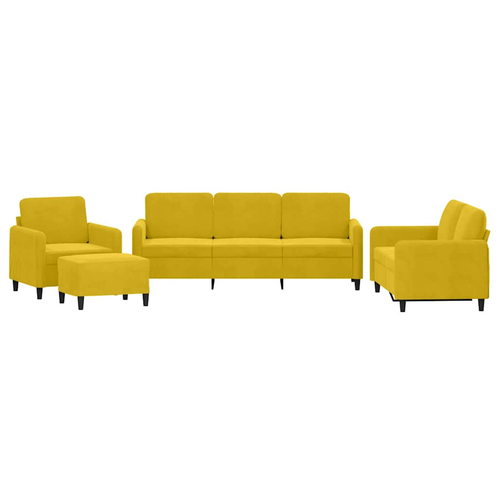 Set di Divani 4 pz Giallo in Velluto