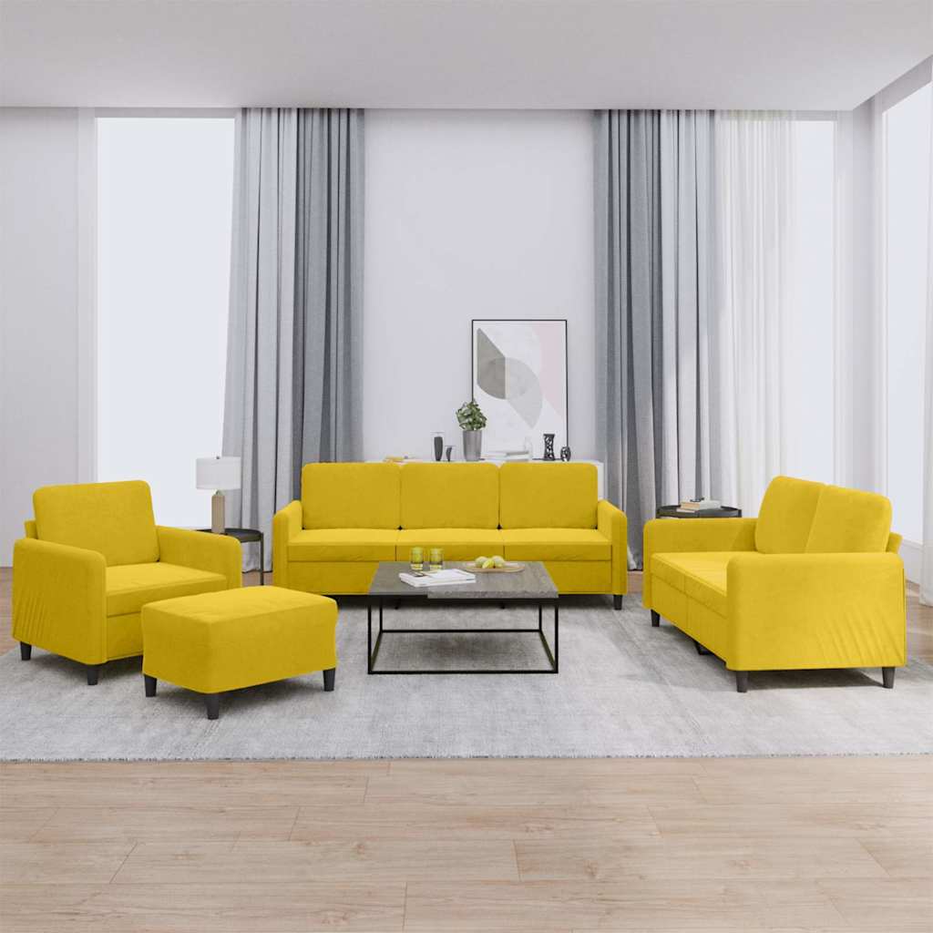 Set di Divani 4 pz Giallo in Velluto