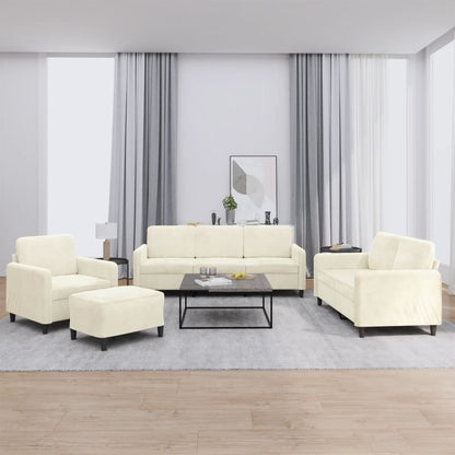 Set di Divani 4 pz Crema in Velluto