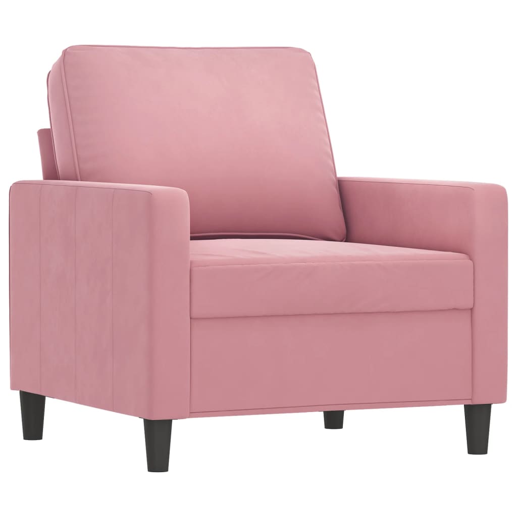 Set di Divani 3 pz con Cuscini rosa in Velluto